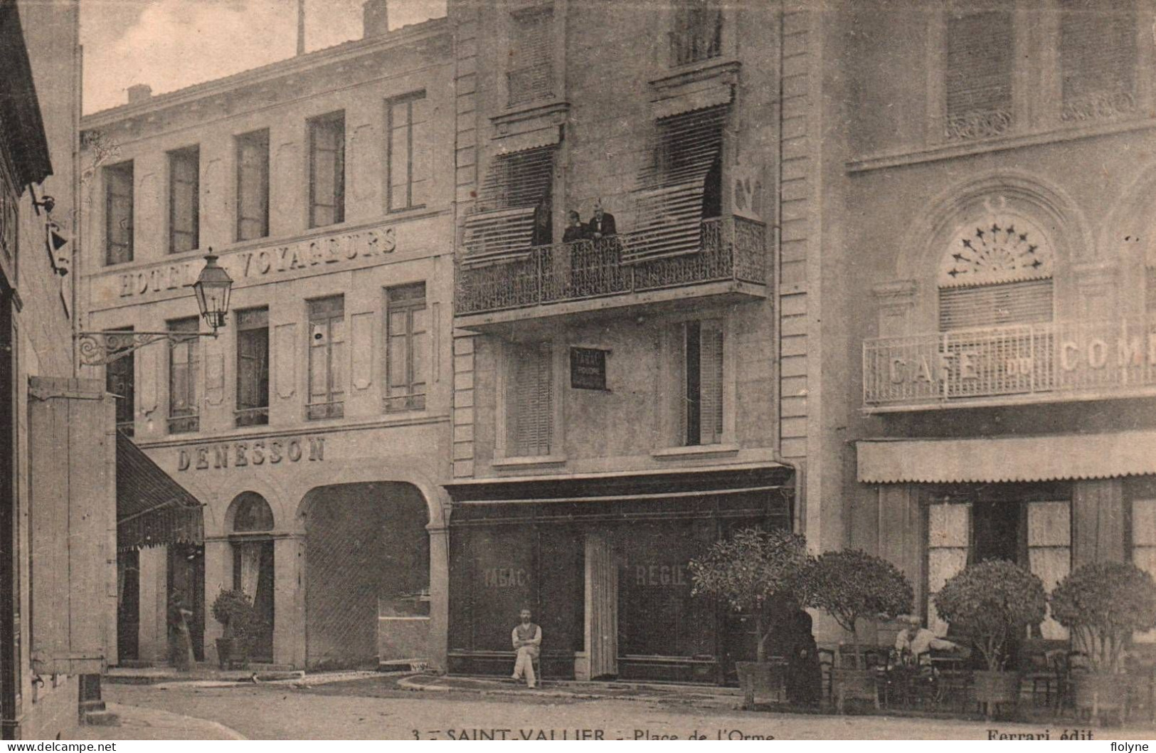 Saint Vallier - Place De L'orme - Café Du Commerce - Hôtel Des Voyageurs DENESSON - Autres & Non Classés