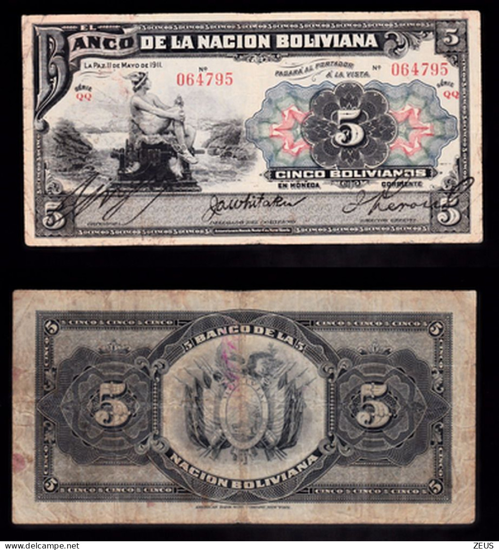 BOLIVIA 5 BOLIVIANOS 1911 P105 - Bolivien