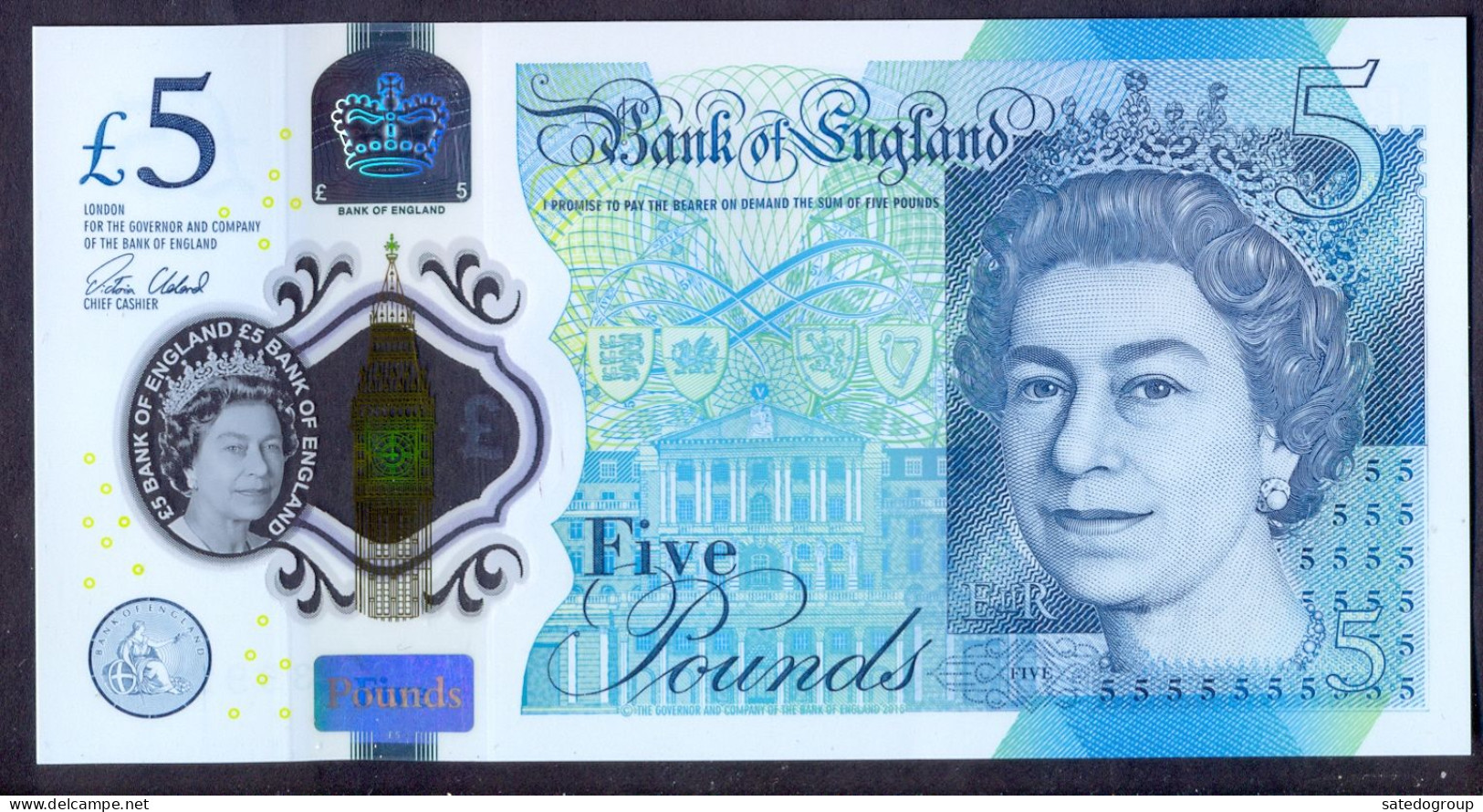 UK Great Britain 5 Pounds 2015 - UNC # P- 394 - 5 Pounds