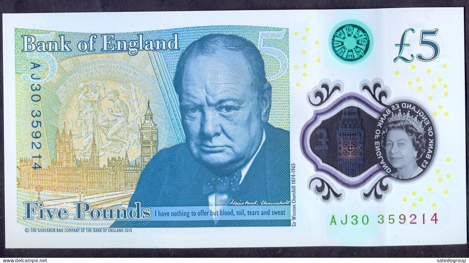 UK Great Britain 5 Pounds 2015 - UNC # P- 394 - 5 Pounds