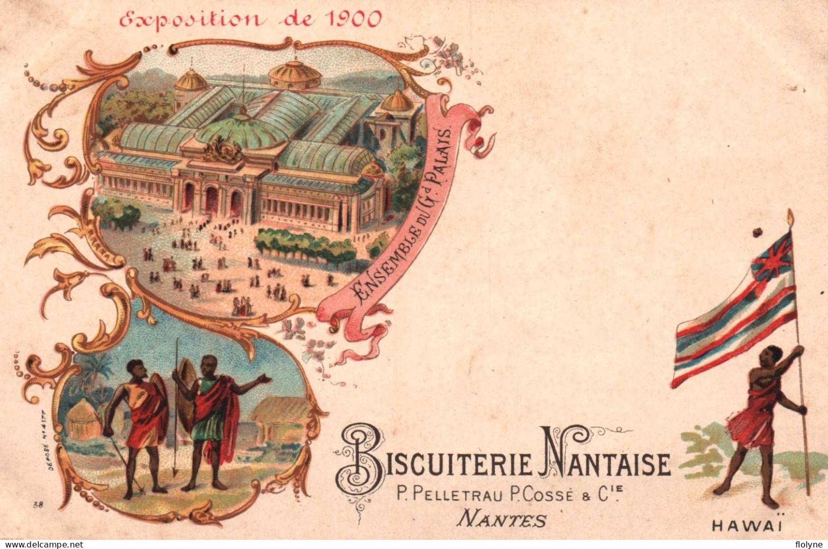 Biscuiterie Nantaise - Cpa Chromolithographie , Exposition 1900 - Ensemble Du Grand Palais - HAWAÏ - Nantes , Pub - Advertising