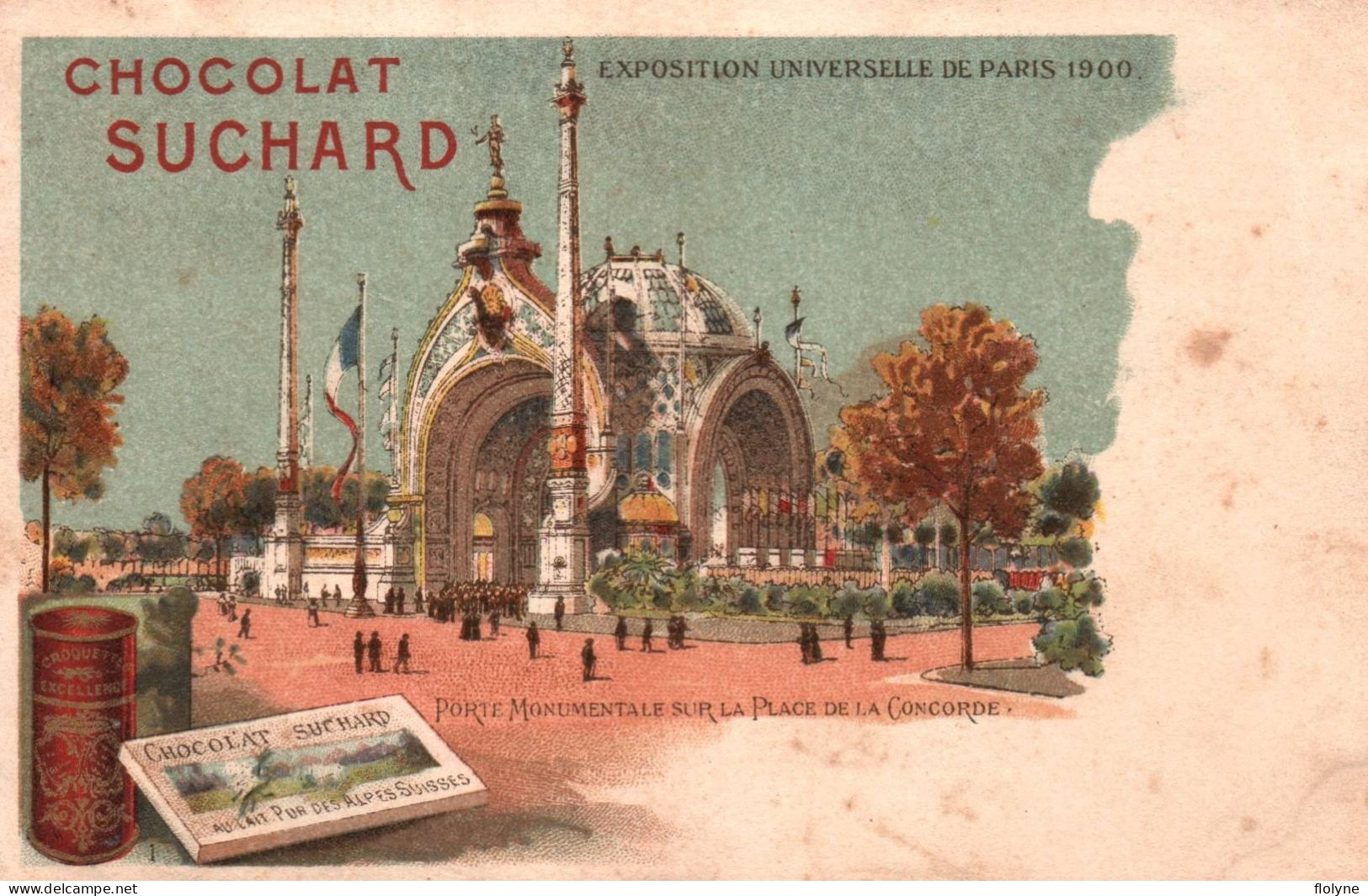 Chocolat SUCHARD - Cpa Chromolithographie , Exposition Universelle Paris 1900 - Place Concorde - Pub Publicité - Advertising