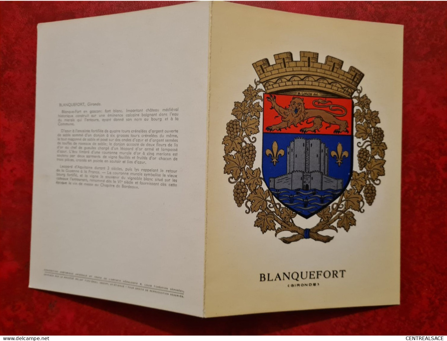 Carte NON POSTALE BLASON DE BLANQUEFORT - Blanquefort