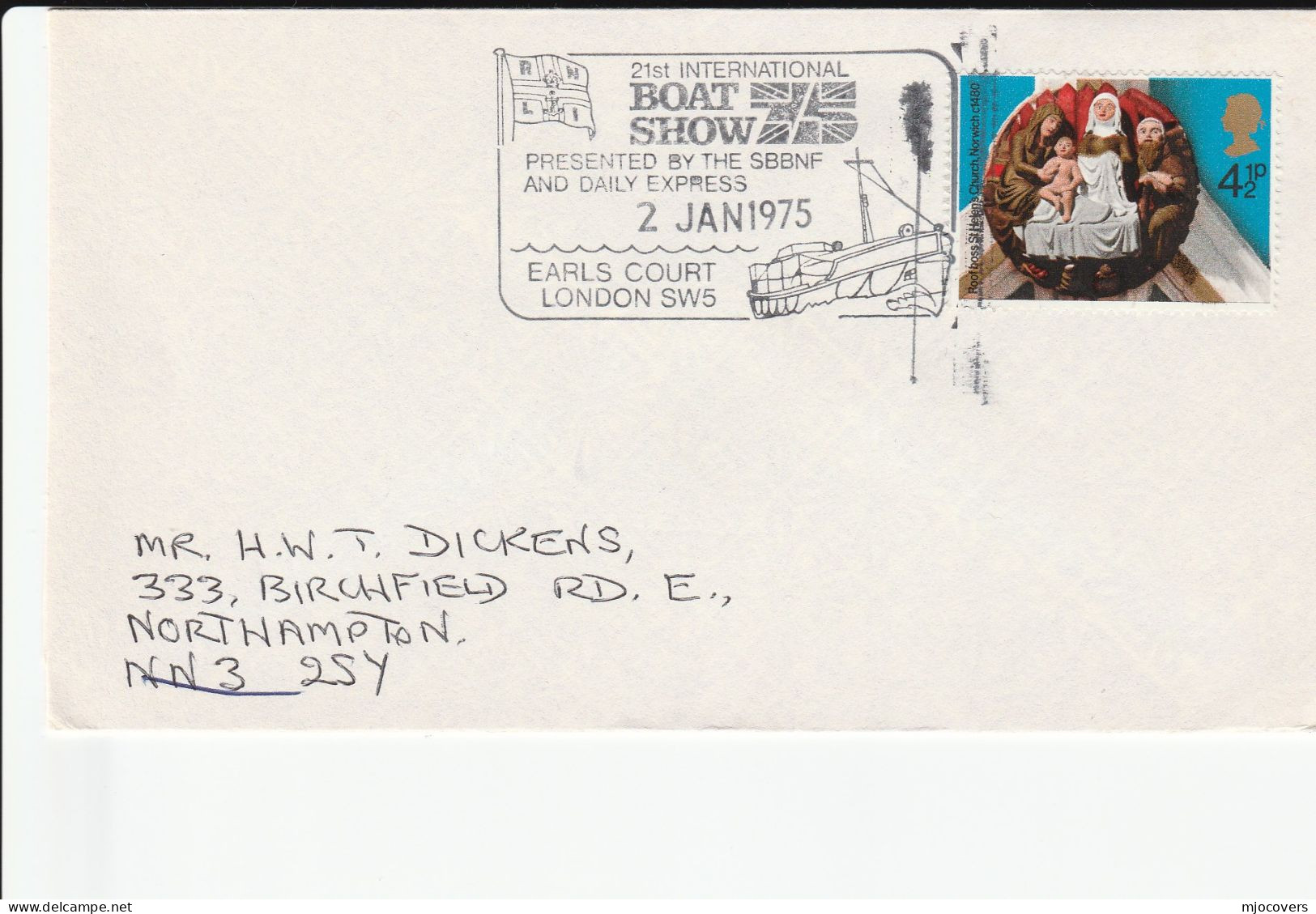 1975 FLAG Daily EXPRESS NEWSPAPER Lifeboat BOAT SHOW Event  Cover GB Stamps Maritime - Enveloppes