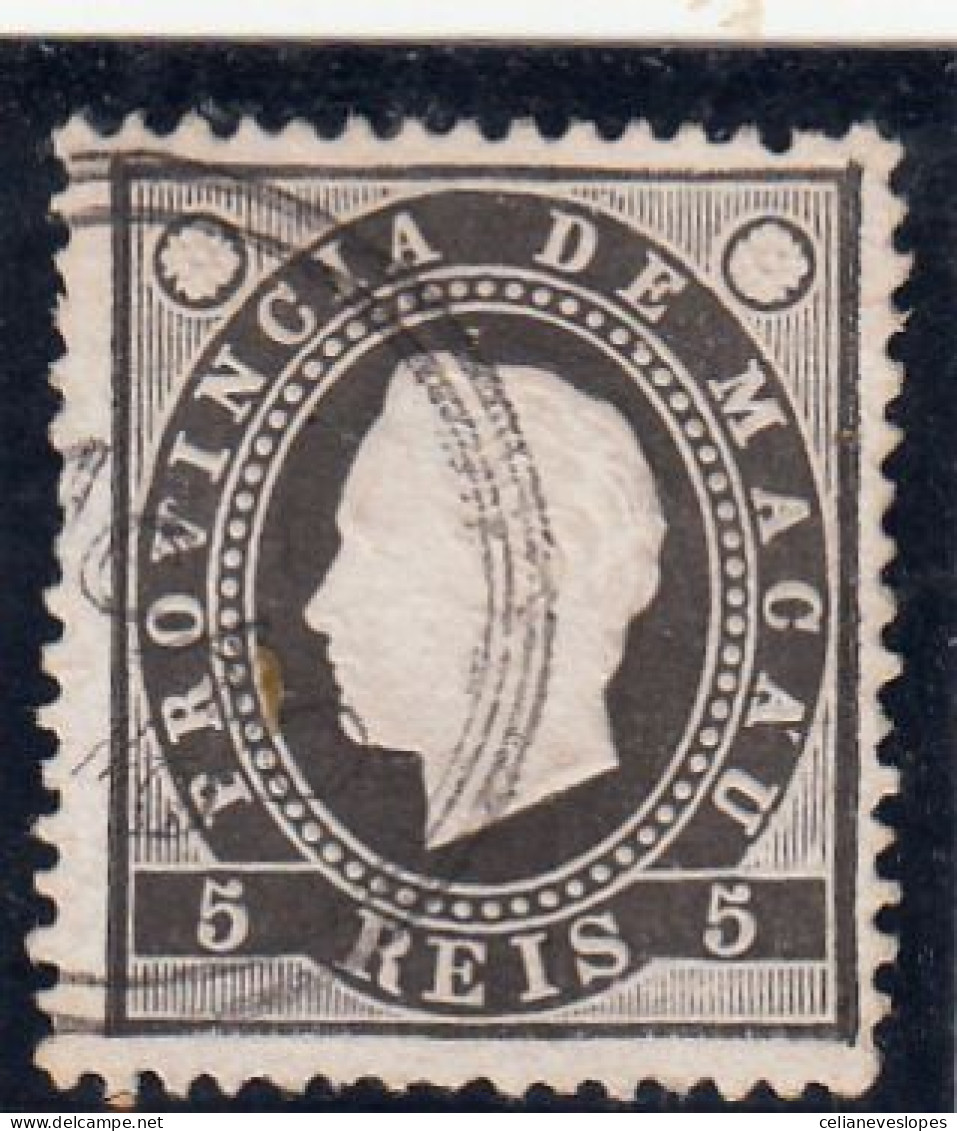 Macau, Macao, D. Luis I Fita Direita, 5 R. Preto, 1887, Mundifil Nº 32 Used - Gebraucht