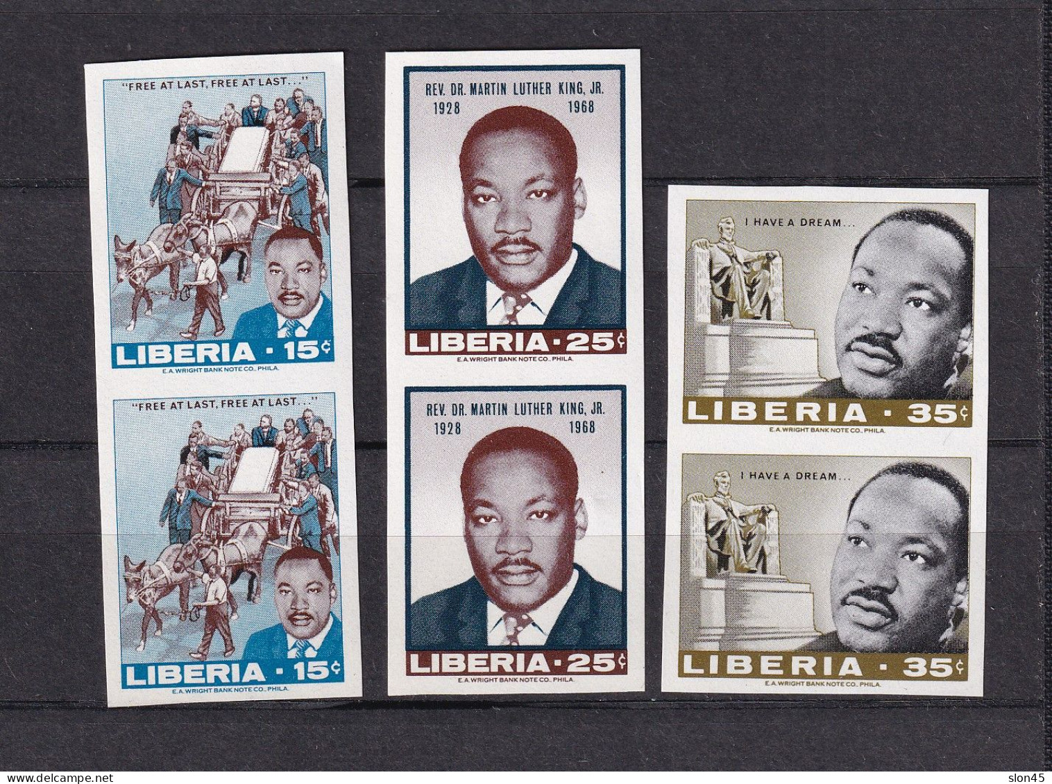 Liberia 1968 Martin Luther King,Jr Imperf Vertical Pair MNH 15518 - Martin Luther King