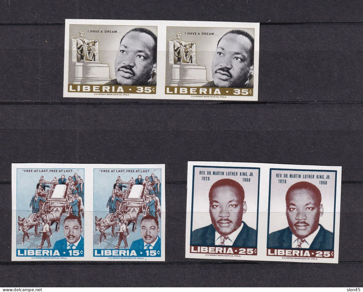 Liberia 1968 Martin Luther King,Jr Imperf Horizontal Pair MNH 15518 - Martin Luther King