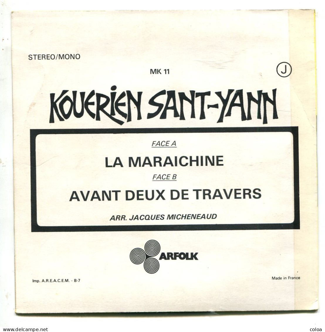 Bretagne Musique Bretonne  Kouerien Saint-Yann La Maraichine Avant-deux De Travers 1973 - Country En Folk