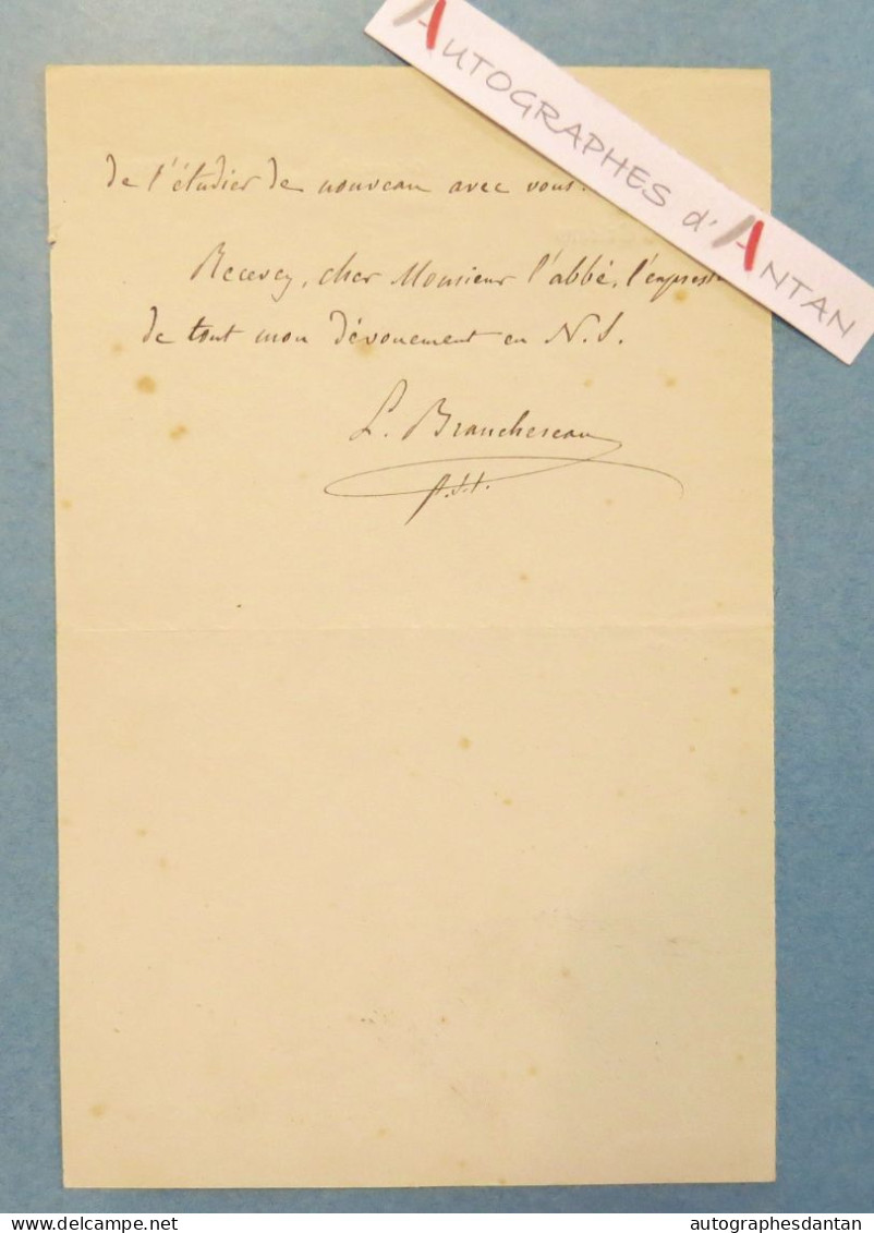 ● L.A.S 1884 Abbé Louis BRANCHEREAU Grand Séminaire D'Orléans Né à Saint-Pierre-Montlimart - Lettre Autographe Manuscrit - Historical Figures