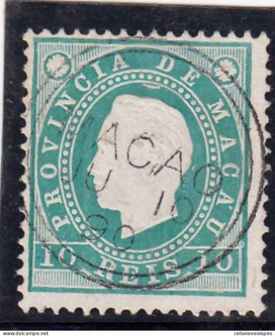 Macau, Macao, D. Luis I Fita Direita, 10 R. Verde D13 1/2, 1887, Mundifil Nº 33 Used - Used Stamps
