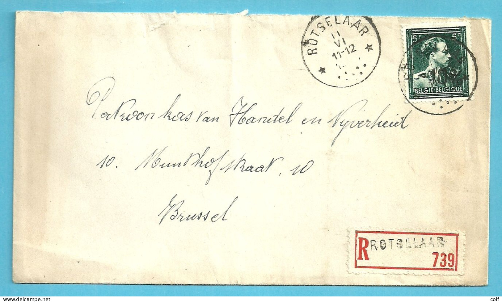 724P (-10%) Op Brief Aangetekend Sterstempel (Relais) * ROTSELAAR * - 1946 -10%