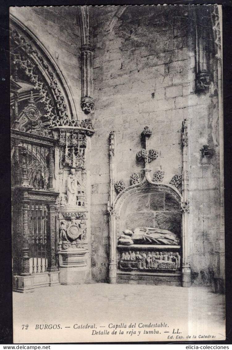 España - Circa 1920 - Postcard - Burgos - Cathedral - Chapel - Bars Gate Detail And Tomb - Burgos