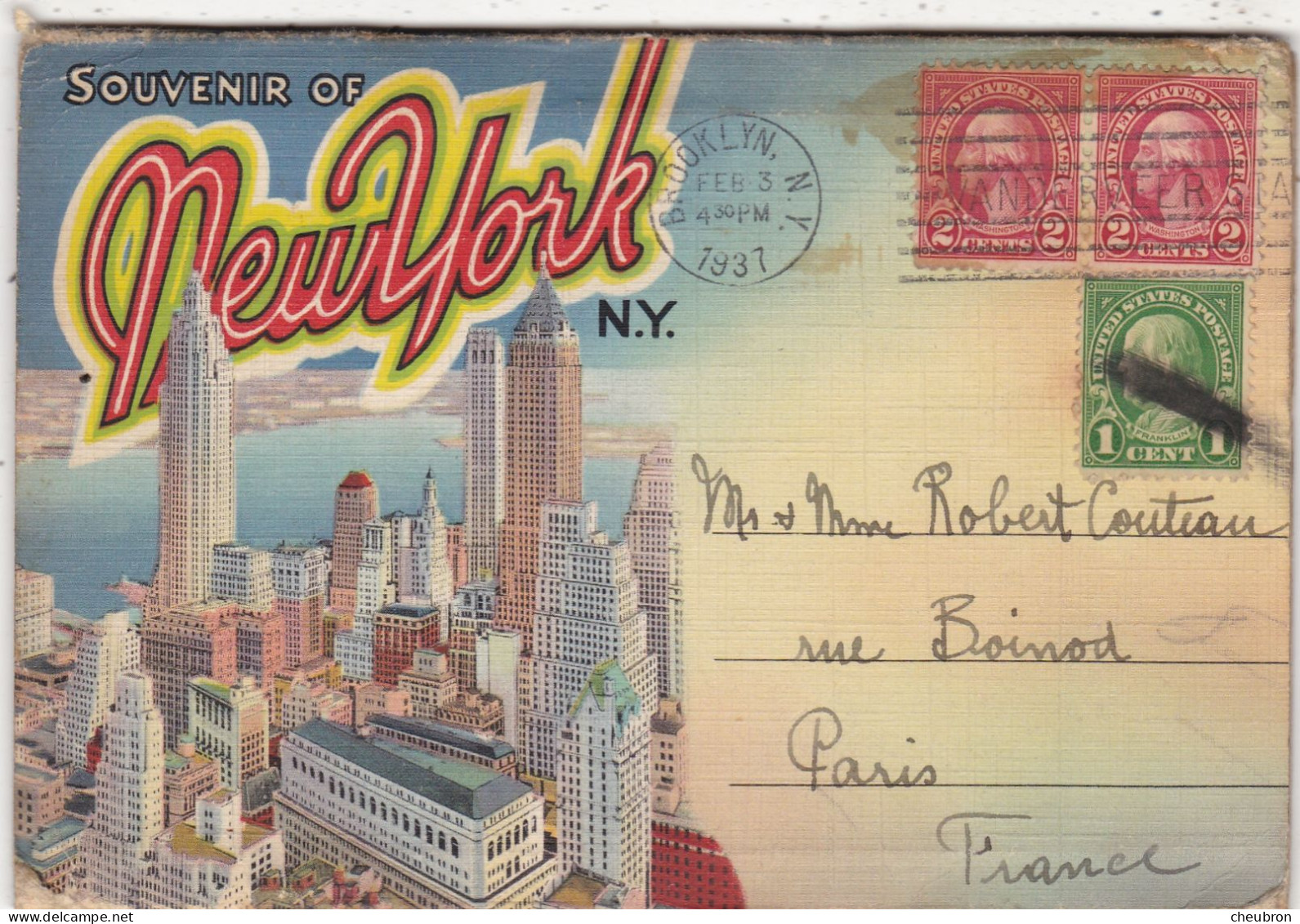 ETATS UNIS. NEW YORK. CARNET DEPLIANT COMPLET 18 VUES. " SOUVENIR OF NEW YORK " . ANNÉE 1937 - Multi-vues, Vues Panoramiques