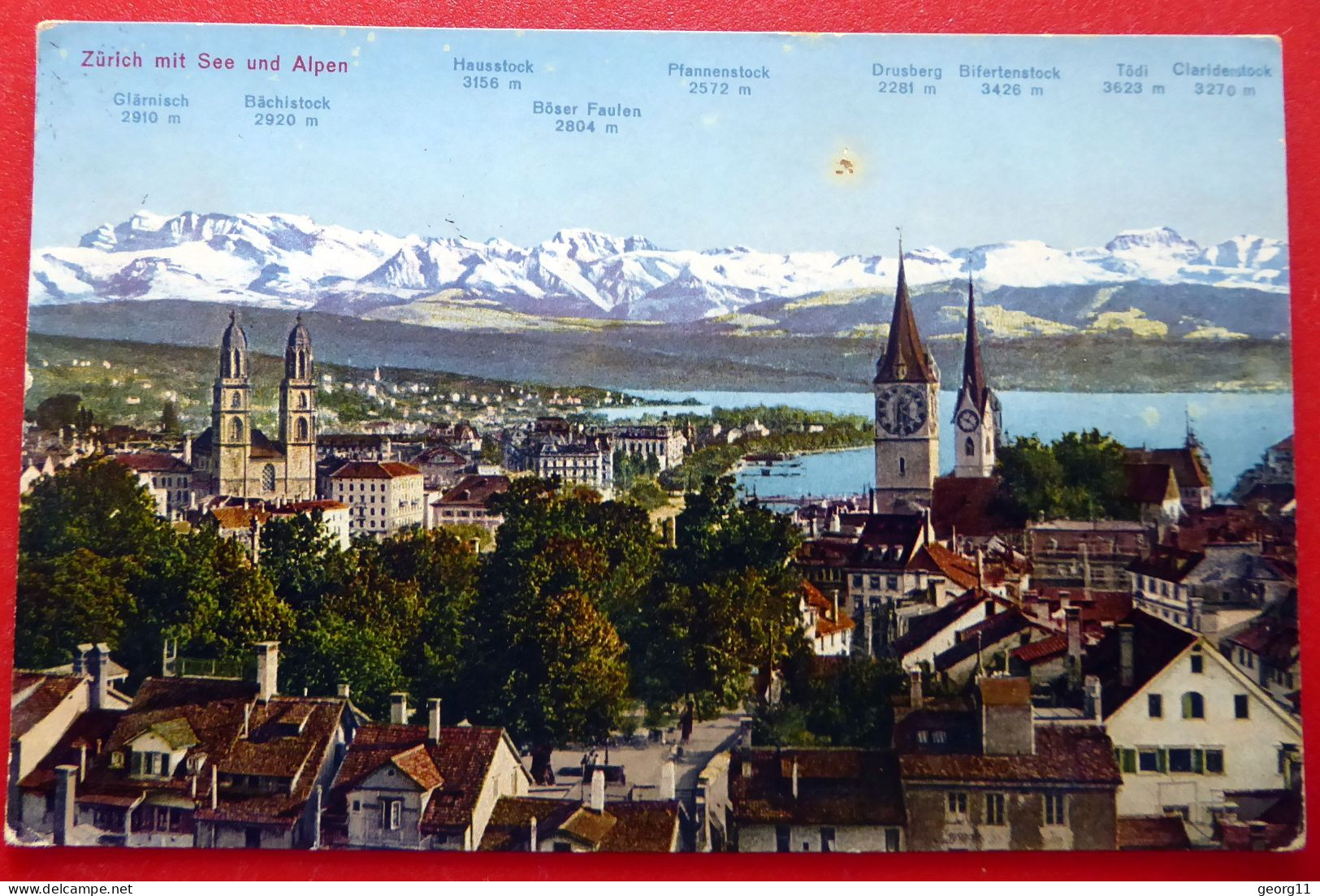 Zürich Mit See Und Alpen - Historische Postkarte - Schweiz - Rarität - Kleinformat - 1929 Gelaufen - Laufen-Uhwiesen 