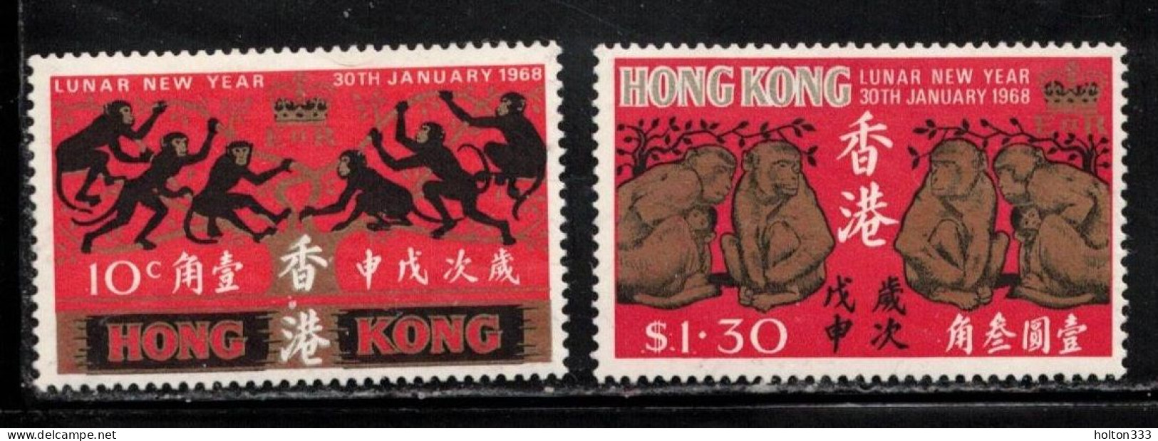 HONG KONG Scott # 237-8 MH - New Year Festival 1968 - Unused Stamps