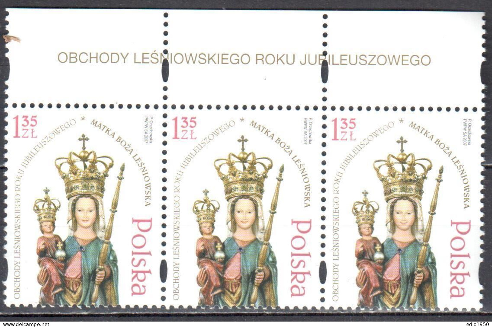 Poland 2007 - Holy Virgin Sanctuaries - Mi.4322 - Strip Of 3 - MNH(**) - Postfrisch - Unused Stamps