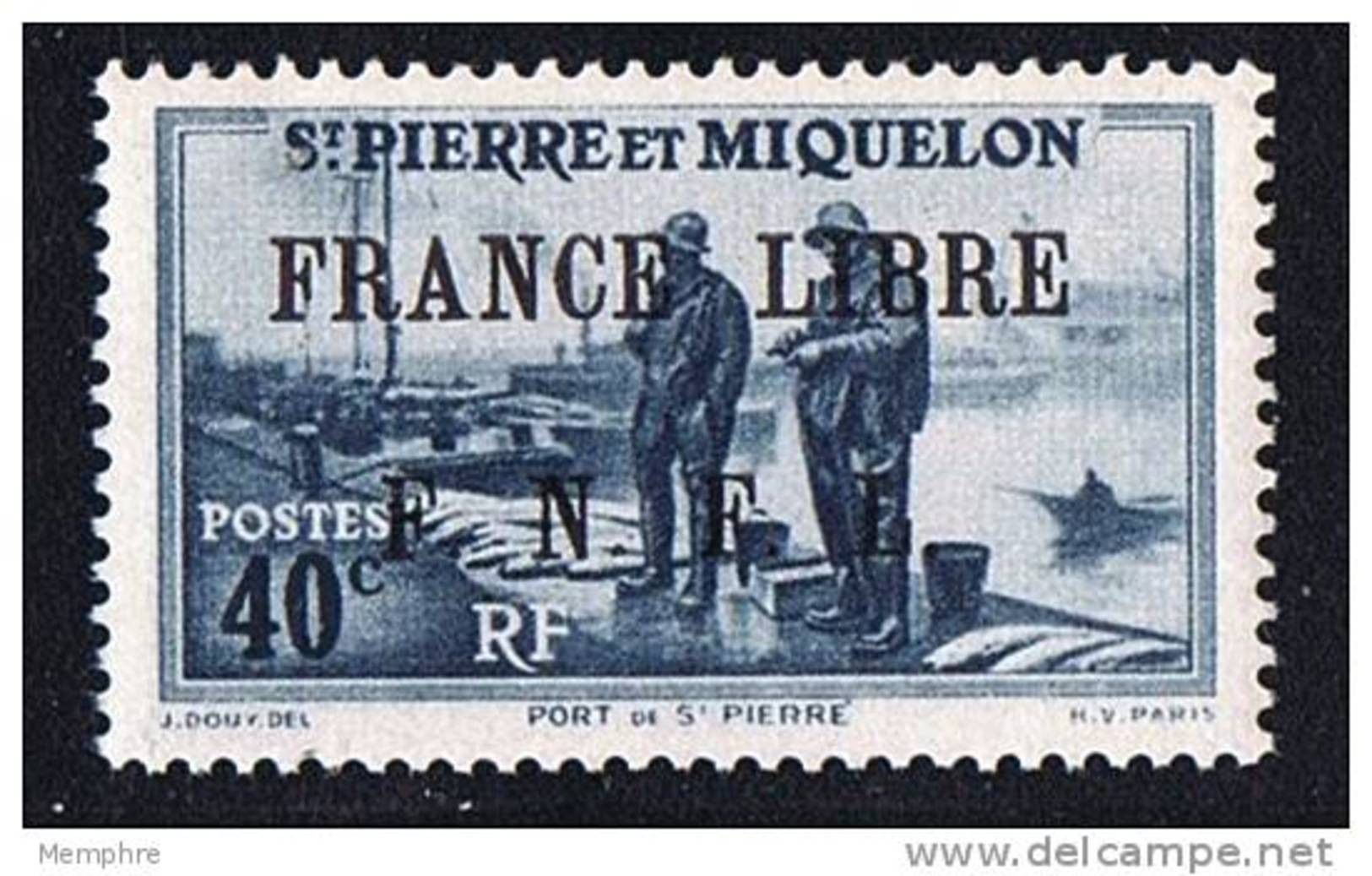 Surcharge «FRANCE LIBRE / F. N. F. L. »  Sur 40 Cent Port De St-Pierre  Y&T 255 ** MNH - Ongebruikt
