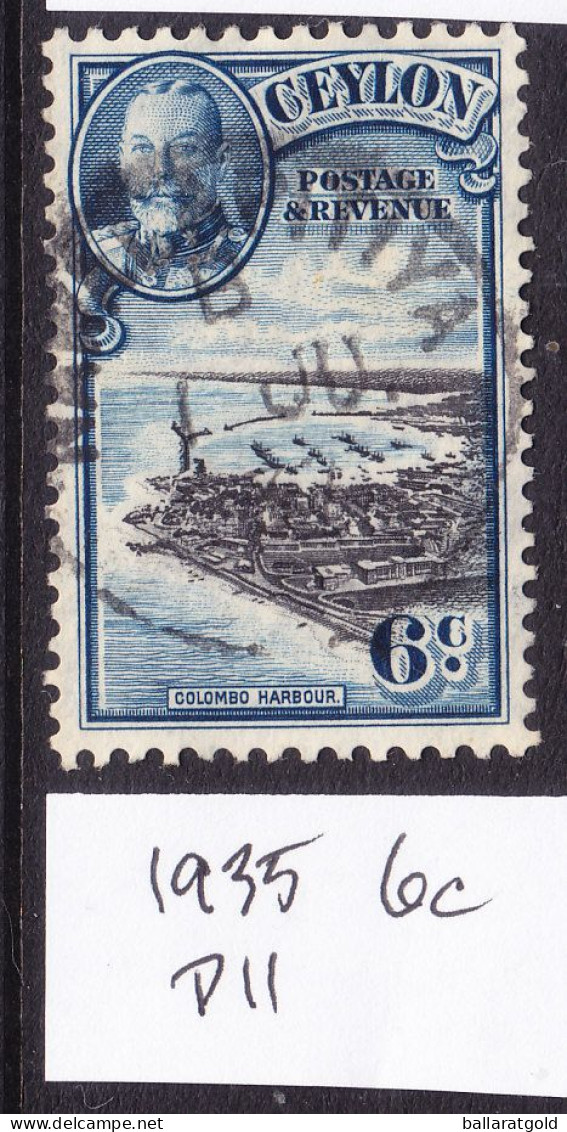 Ceylon 1935 Geo V - 6c Colombo Harbour Perf 11 Used - Used Stamps