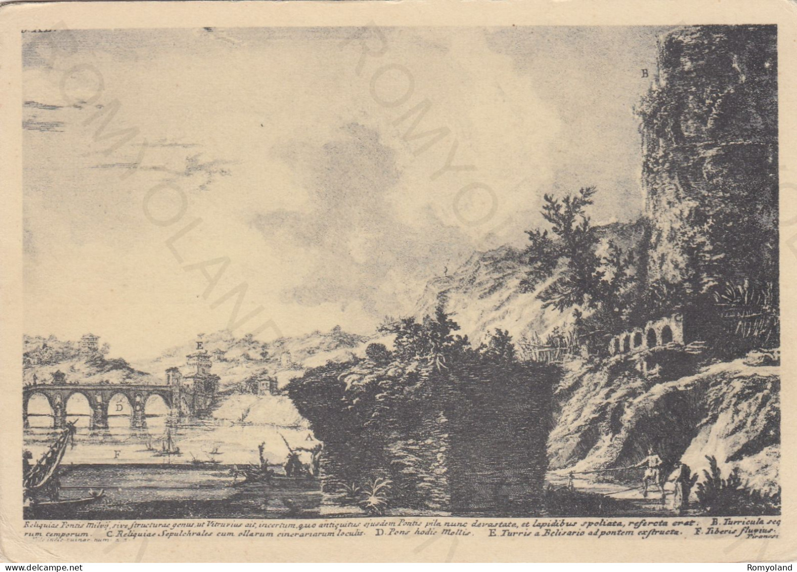 CARTOLINA  ROMA,LAZIO-RUDERI DEL PONTE MILVIO (DALLE STAMPE DI G.B.PIRANESI-CALCOGRAFIA DELLO STATO-NON VIAGGIATA - Pontes