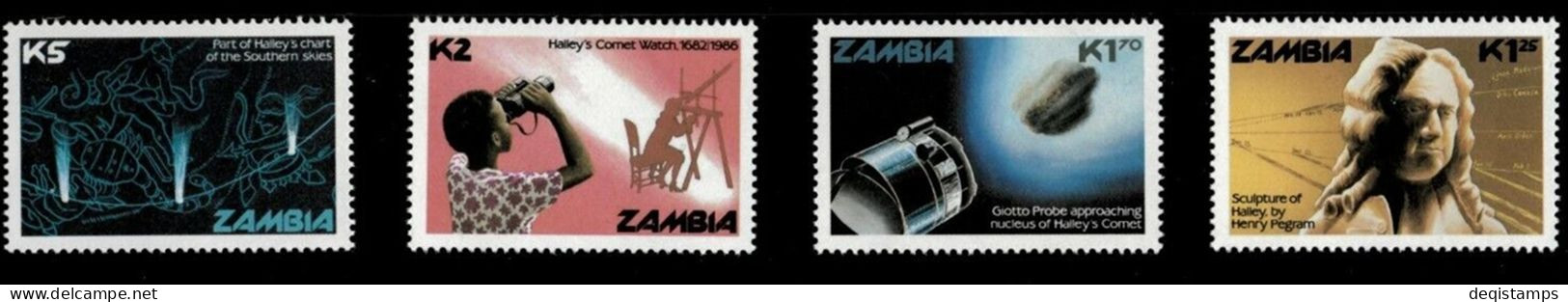 Zambia 1986  Space Halley's Comet Set  MNH** - North  America