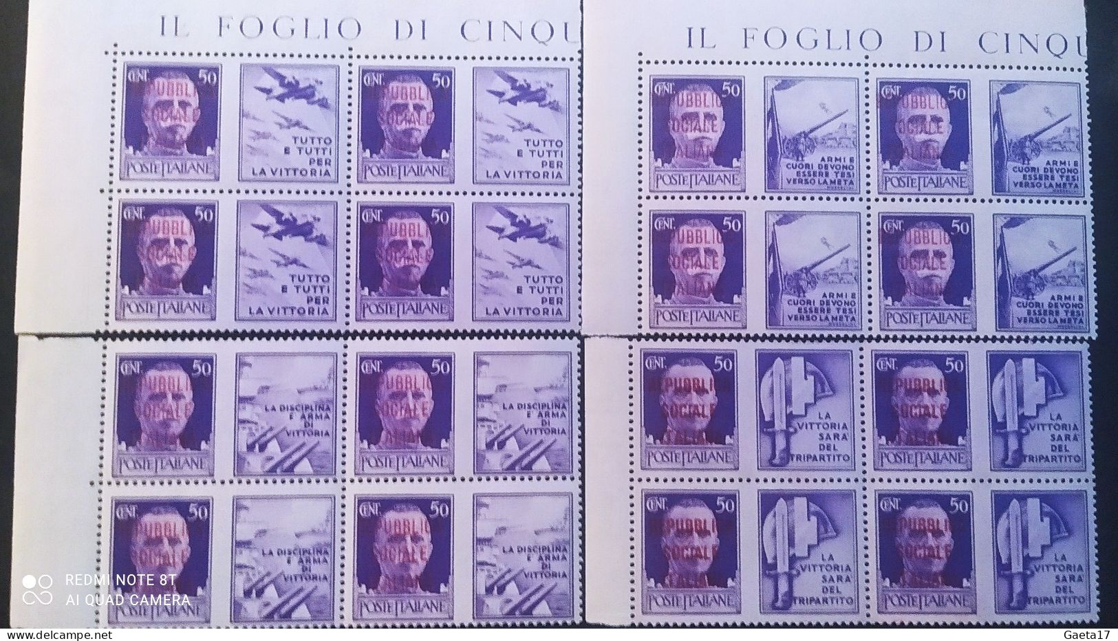 Repubblica Sociale Italiana 1944 Propaganda Di Guerra Soprastampati Serie Completa 12v In Quartine MNH - Propaganda Di Guerra