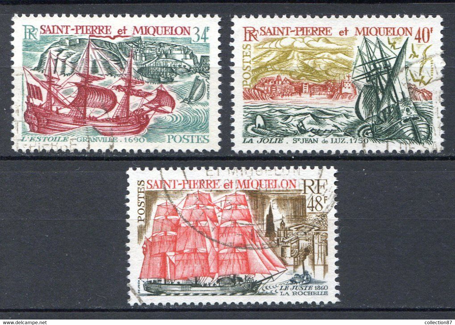 Réf 55 < SAINT PIERRE Et MIQUELON - Rare Ø < Yv N° 395 à 397 < Oblitéré Used - Voiliers Le Juste + L'estoile + La Jolie - Used Stamps