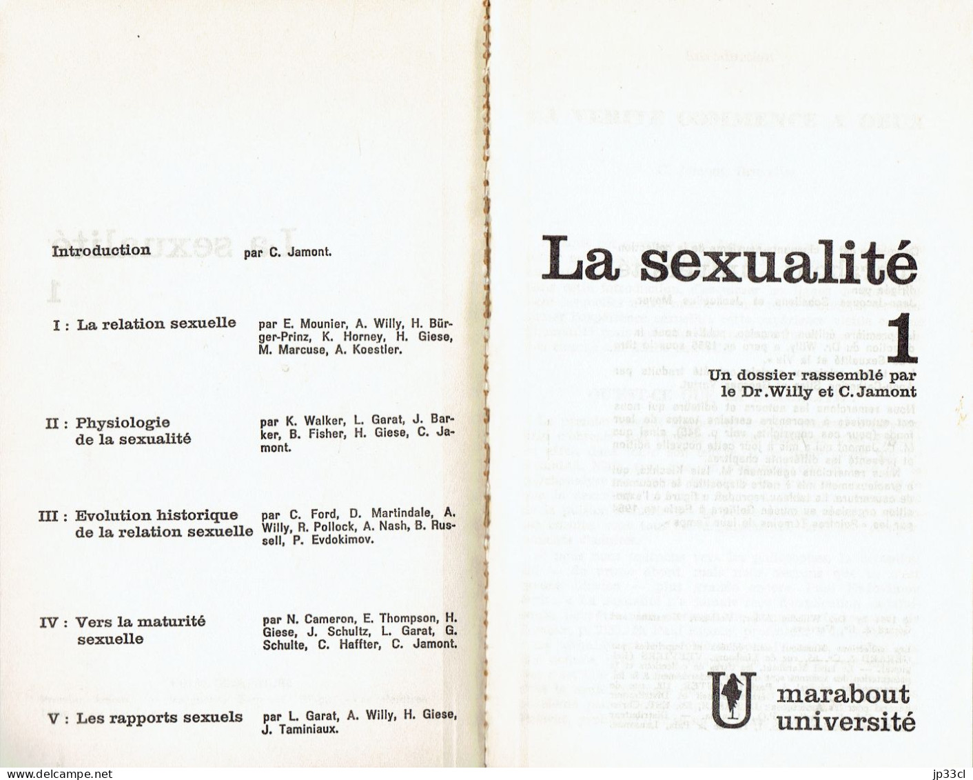 La Sexualité Par Le Dr. Willy Et C. Jamont (2 Tomes, Éd. Marabout, 1964, 704 Pages) - Encyclopédies