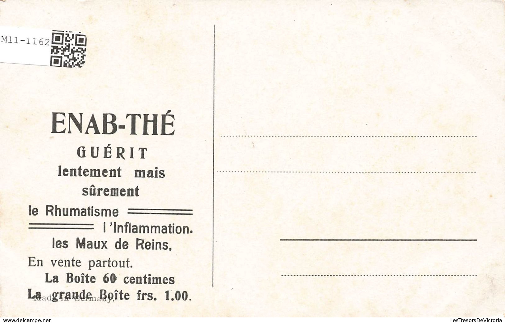 PUBLICITÉ - Enab-Thé - Guérit Lentement Mais Sûrement - Colorisé - Carte Postal Ancienne - Publicité
