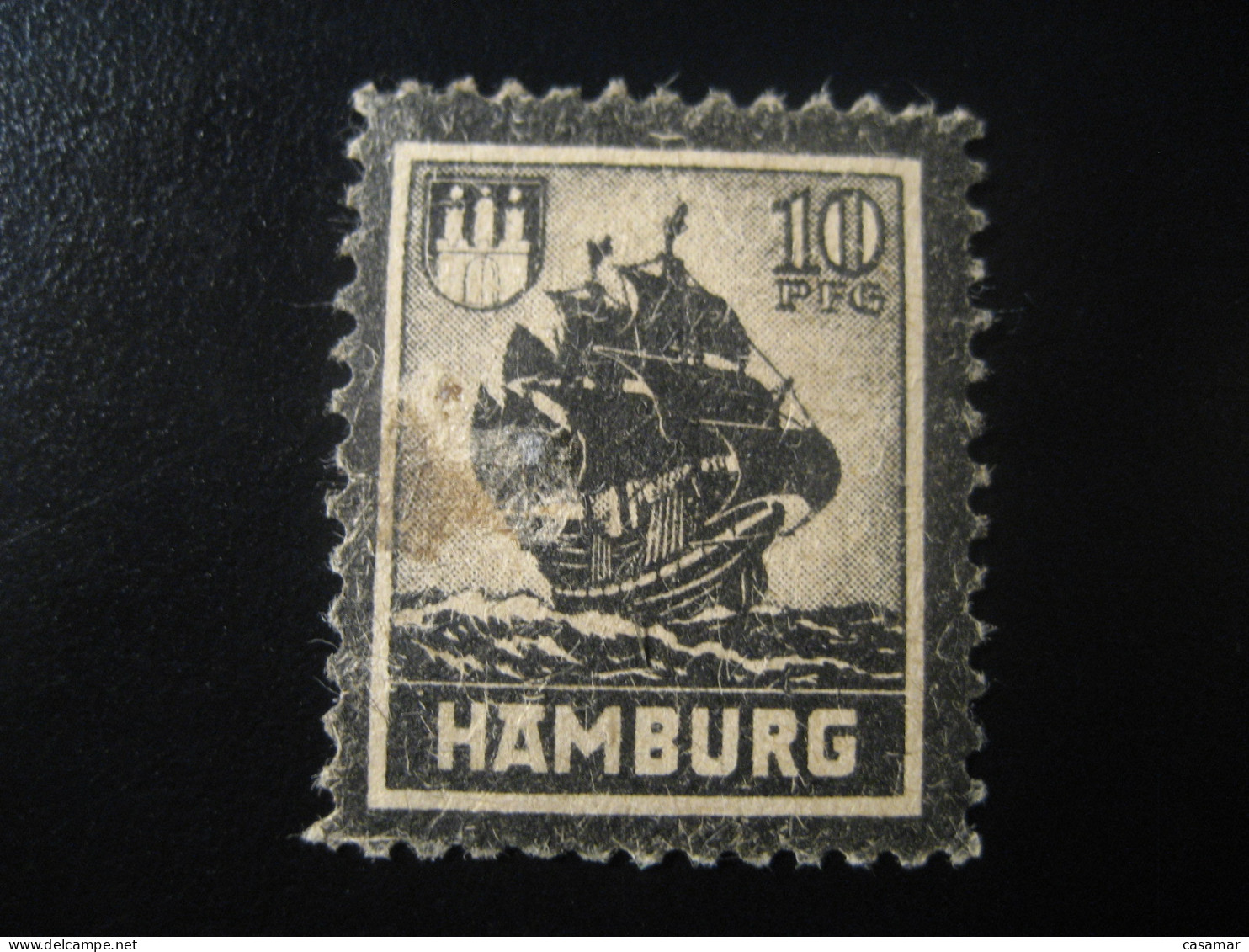 HAMBURG 10 Pfg Ship Caravel Local Fiscal Stamp Tax Service Revenue GERMANY - Hamburg