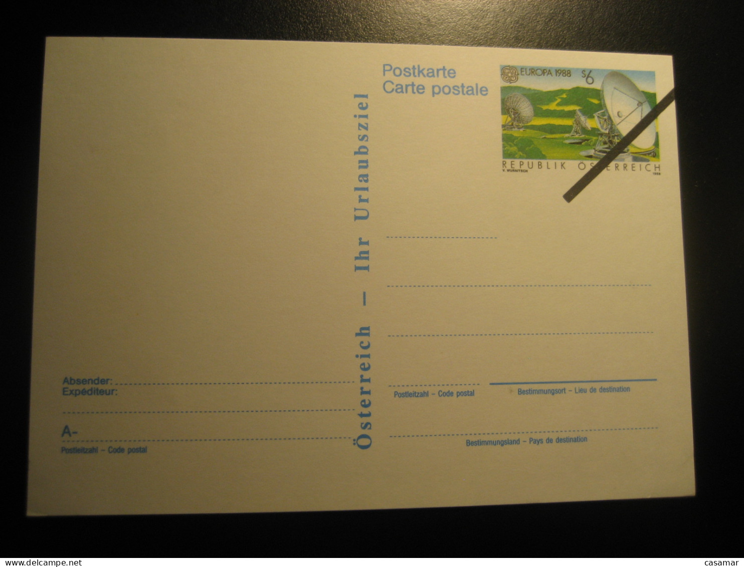 1988 Europa Osterreich Your Holiday Destination SPECIMEN Postal Stationery Card Overprinted AUSTRIA - Proofs & Reprints