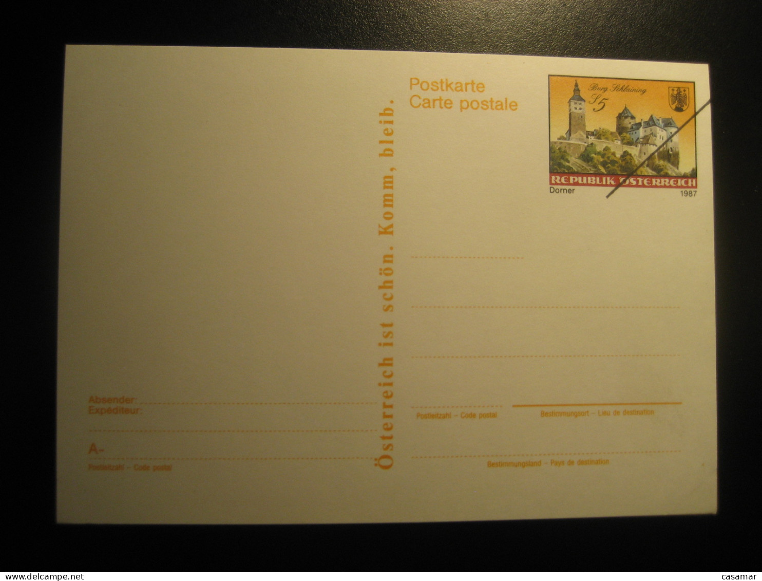 1987 Castle Schlaining SPECIMEN Postal Stationery Card Overprinted AUSTRIA - Proofs & Reprints