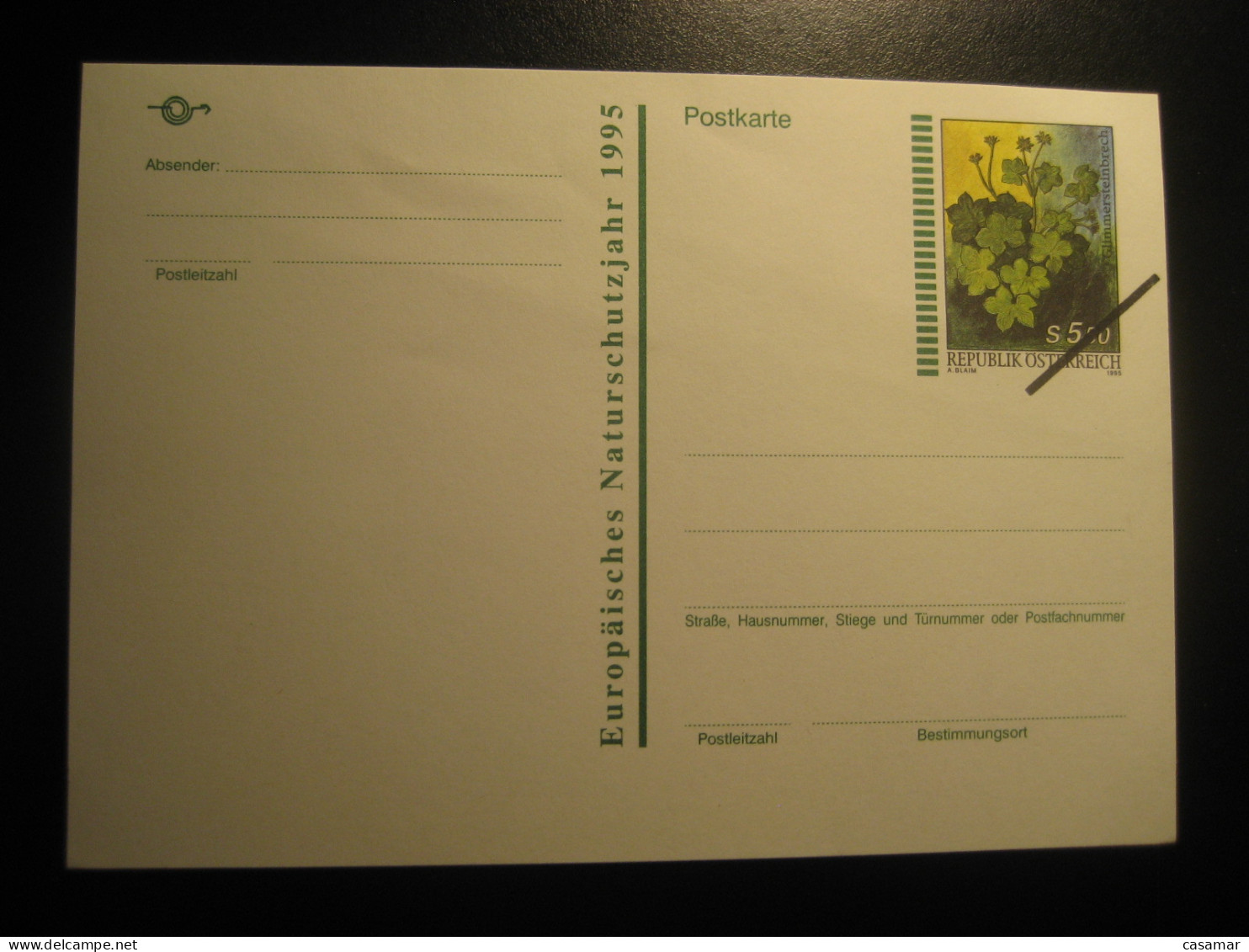 1995 Nature Glimmersteinbrech SPECIMEN Postal Stationery Card Overprinted AUSTRIA - Proeven & Herdruk