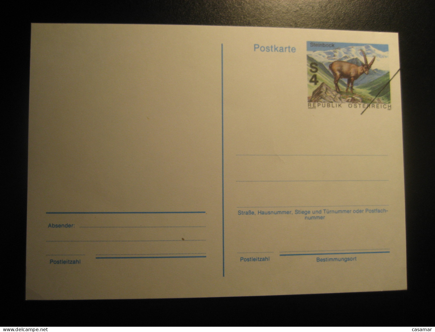 1987 Steinbock Ibex Wild Goat SPECIMEN Postal Stationery Card Overprinted AUSTRIA - Proofs & Reprints