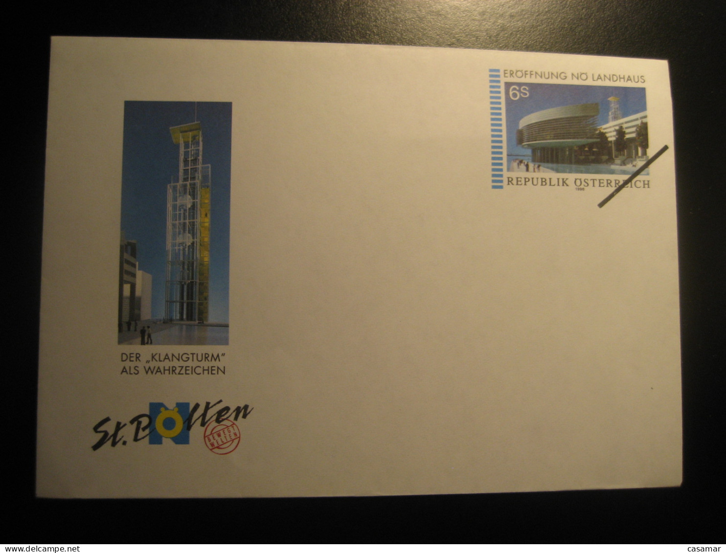 1996 St. Polten Der Klangturm Als Wahrzeichen SPECIMEN Postal Stationery Cover Overprinted AUSTRIA - Proeven & Herdruk