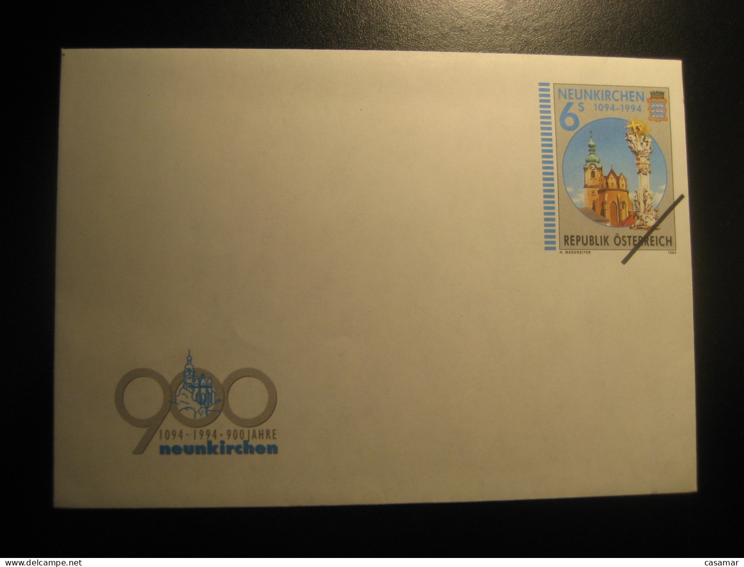 1994 Neunkirchen 900 Jahre SPECIMEN Postal Stationery Cover Overprinted AUSTRIA - Proofs & Reprints