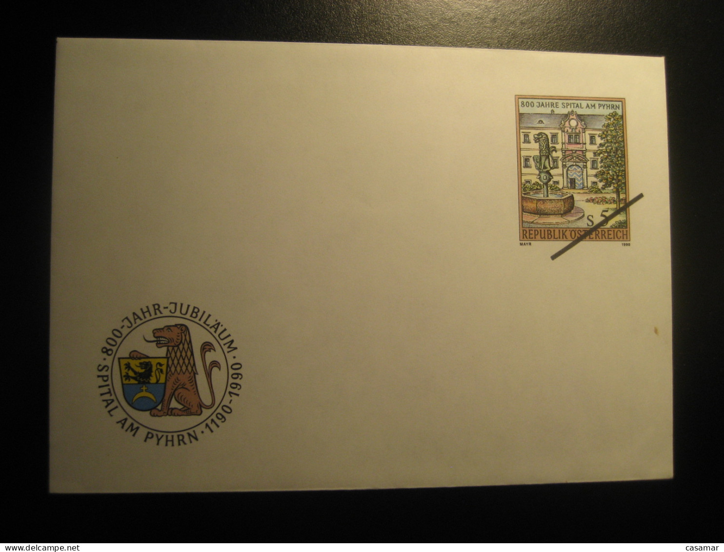 1990 Spital Am Pyhrn 800 Jahre SPECIMEN Postal Stationery Cover Overprinted AUSTRIA - Proofs & Reprints