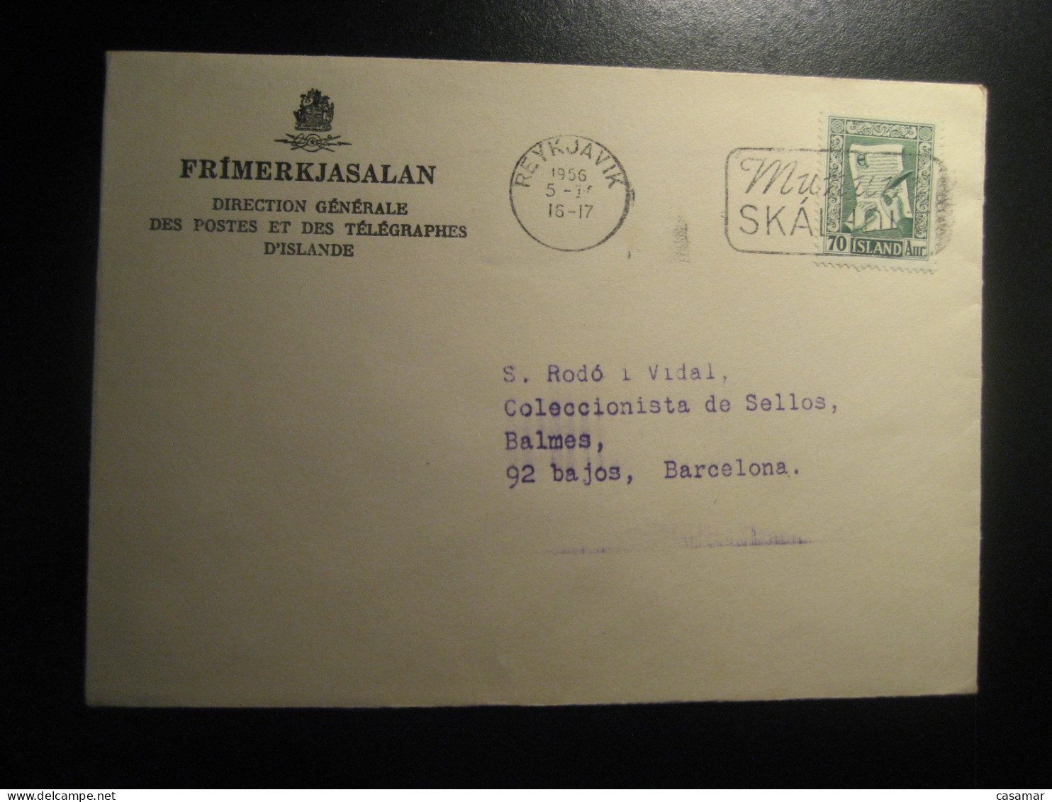 REYKJAVIK 1956 To Spain Cancel Cover ICELAND - Storia Postale