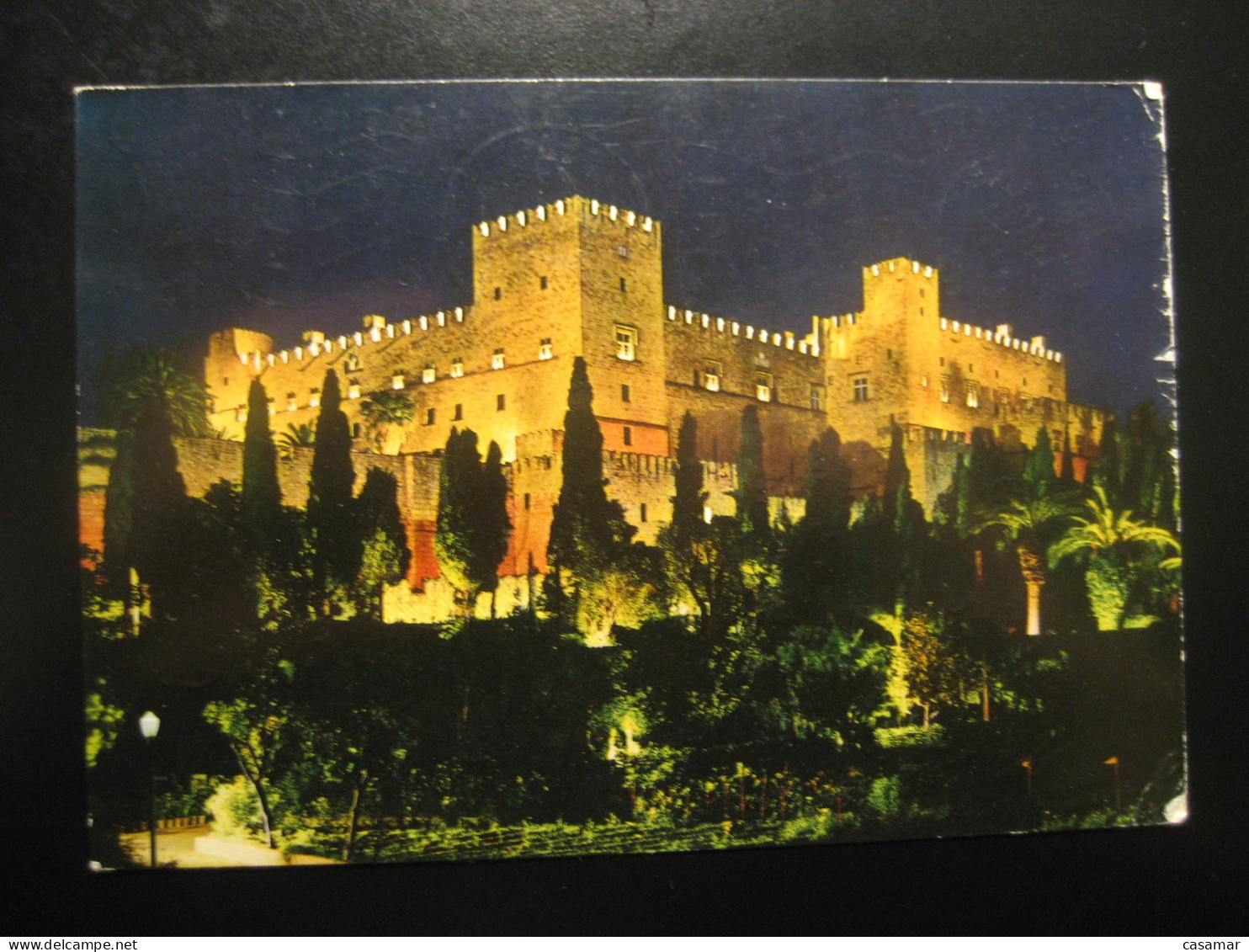 RODOS Rhodes 1965 To Hildesheim Germany Castle Sound And Light Cancel Postcard GREECE - Briefe U. Dokumente