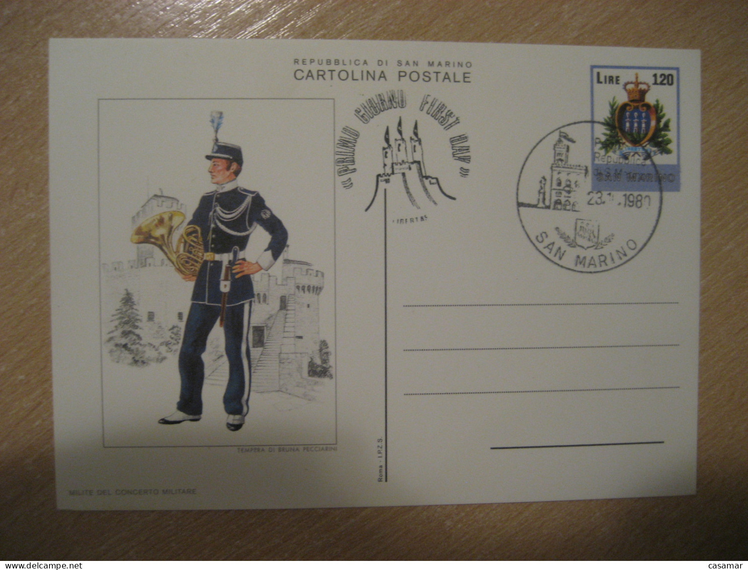 SAN MARINO Milite Del Concerto Militare Music Military Soldier Uniform Cancel Postal Stationery Card Italy Italia - Lettres & Documents