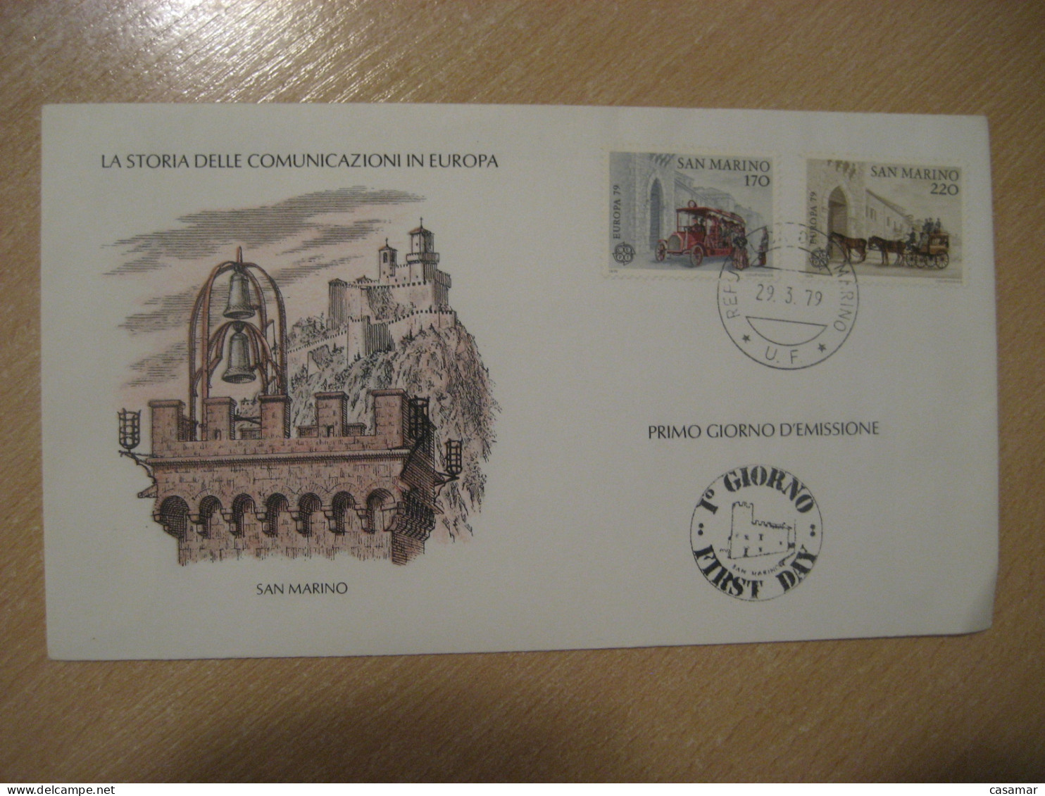 SAN MARINO 1979 Europa CEPT Van Truck Stage Coach Stagecoach FDC Cancel Cover Italy Italia - Brieven En Documenten