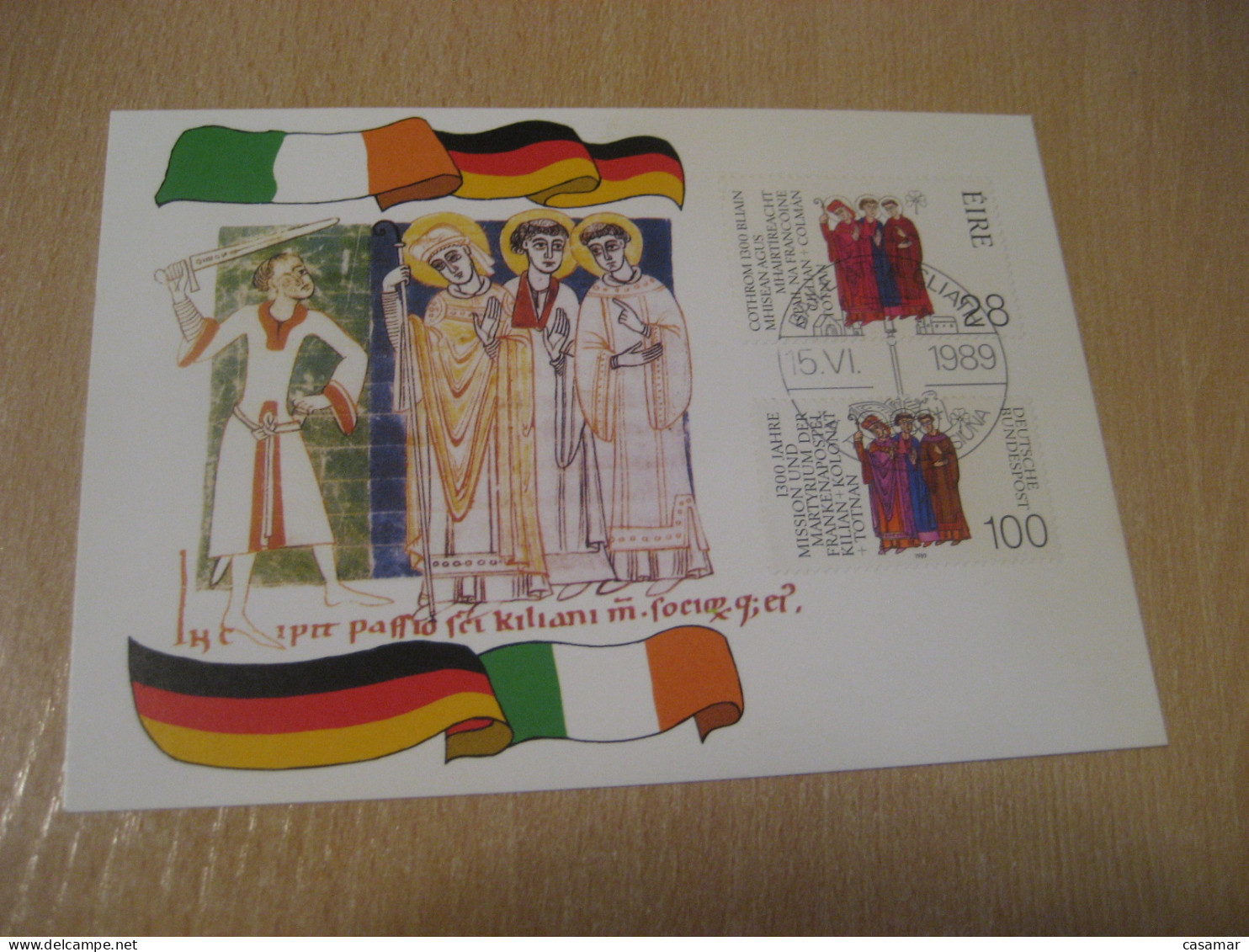 DUBLIN 1989 1330 Year Kilian Kolonat Totnan Germany Religion Maxi Maximum Card IRELAND Eire - Lettres & Documents