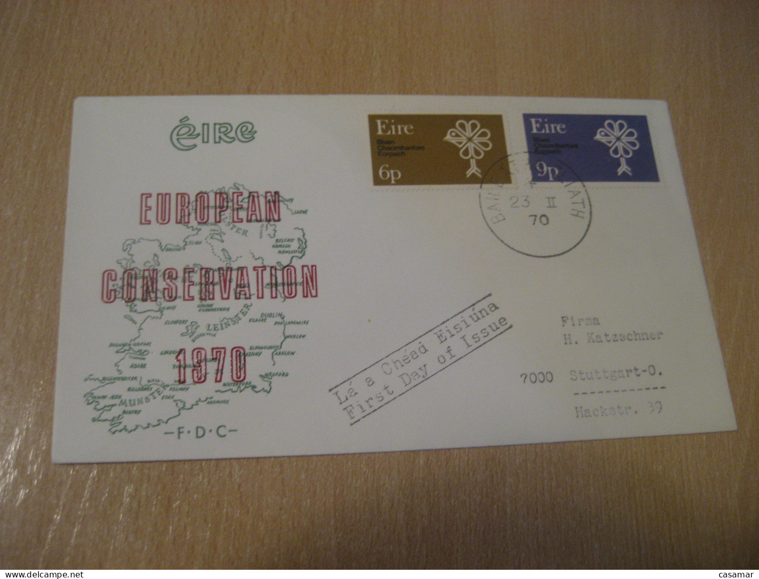 DUBLIN 1970 To Stuttgart Germany European Conservation Year Europeism FDC Cancel Cover IRELAND Eire - Storia Postale