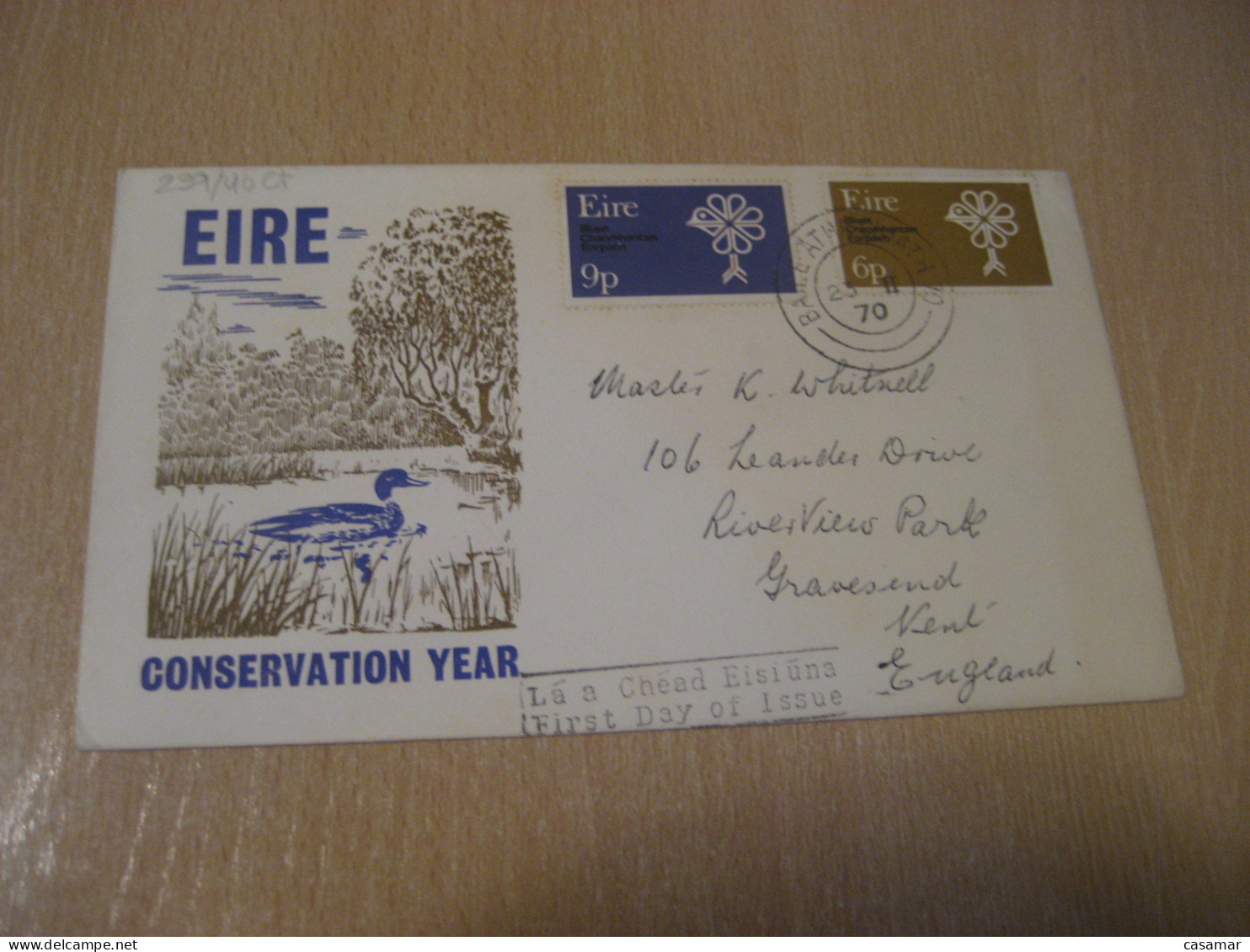 DUBLIN 1970 To Gravesend Kent England European Conservation Year Europeism FDC Cancel Cover IRELAND Eire - Lettres & Documents