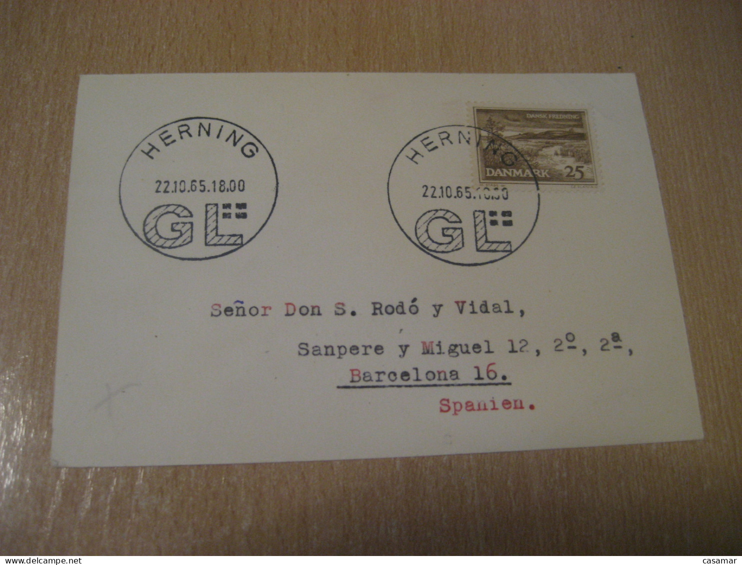 HERNING 1965 GL Cancel Card DENMARK  - Covers & Documents