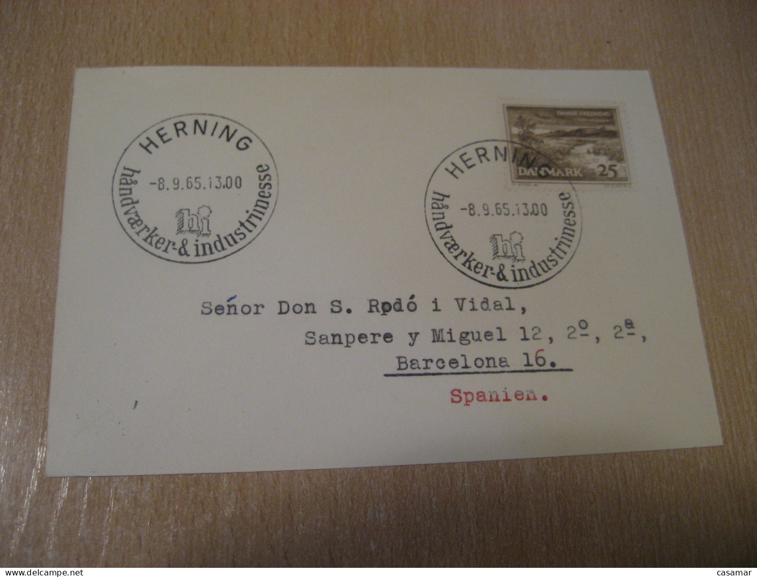 HERNING 1965 Craft And Industry Fair Cancel Card DENMARK  - Brieven En Documenten