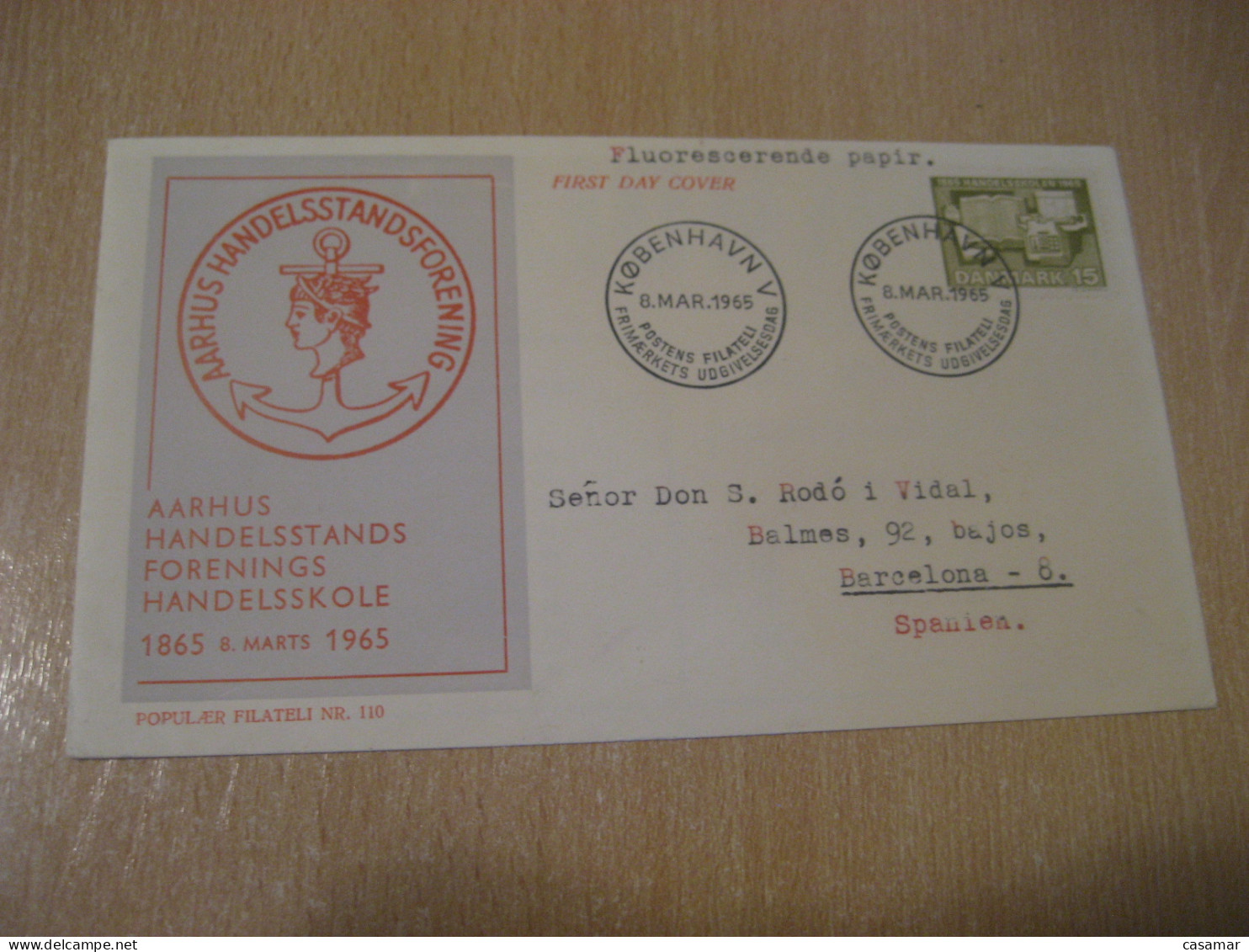 COPENHAGEN 1965 Aarhus Trade Association Business School Cancel Cover DENMARK  - Cartas & Documentos