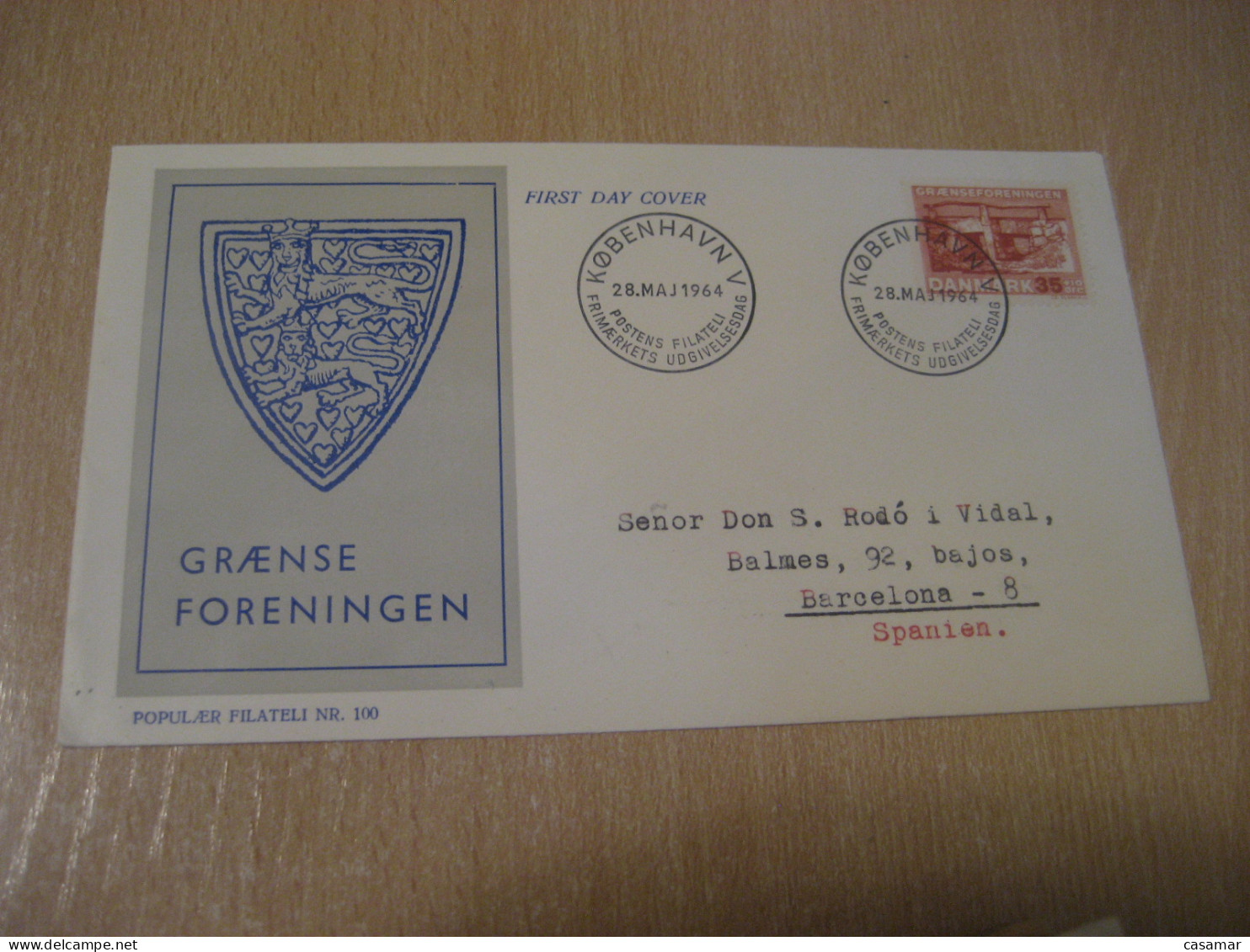 COPENHAGEN 1964 Graense Association Border Cancel Cover DENMARK  - Lettres & Documents