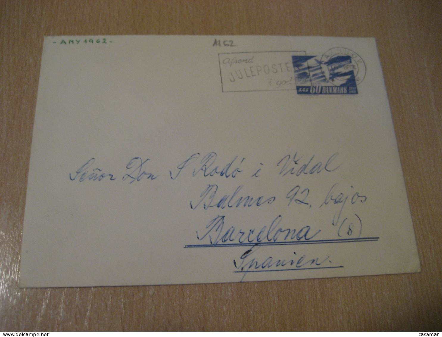 NAKSKOV 1962 Juleposten Cancel Cover DENMARK  - Lettres & Documents