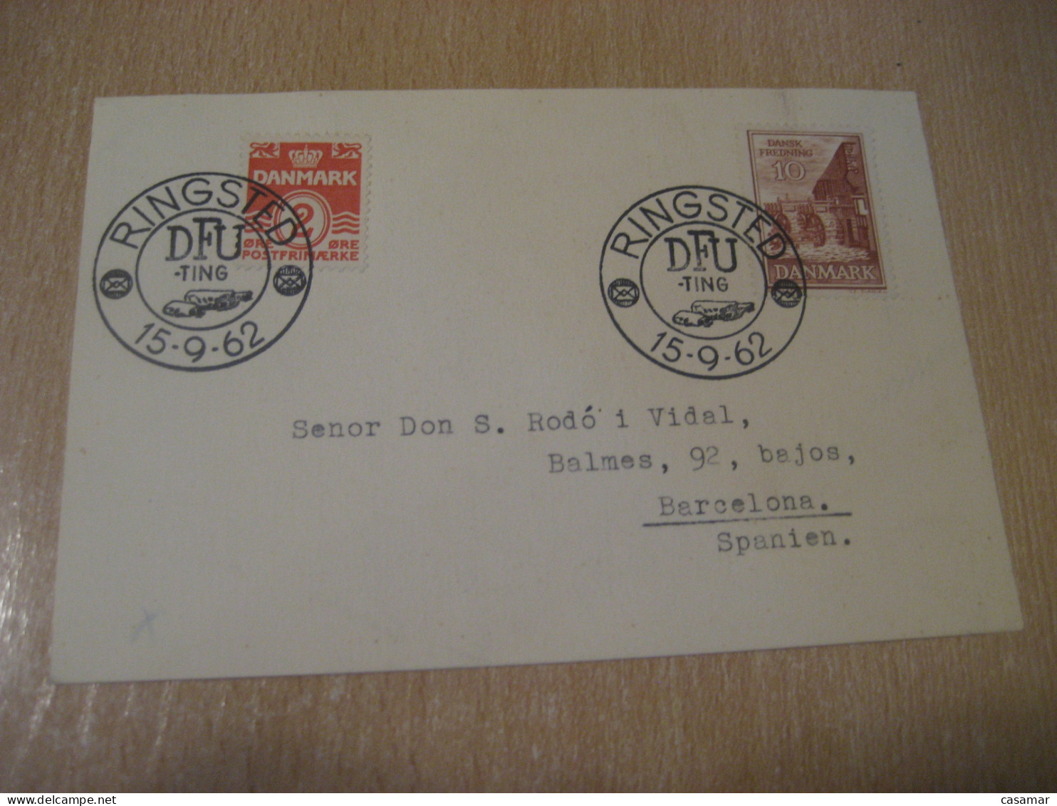 RINGSTED 1962 DFU-ting Cancel Card DENMARK  - Covers & Documents