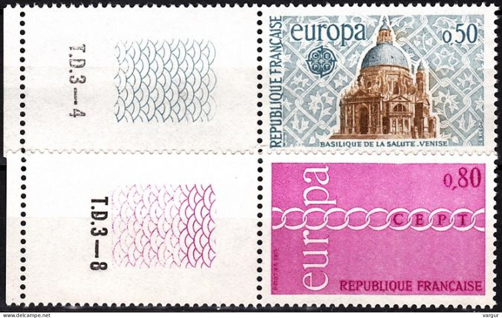 FRANCE 1971 EUROPA. Complete Set With Designed And Numbered Margins, MNH - 1971